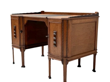 Art Deco Amsterdamse School Oak Pedestal Desk, 1920s